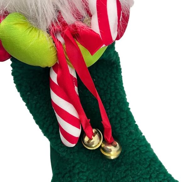 Vintage Large 3D Plush Santa Head Christmas Stocking 24 Inches Tall - Picture 3 of 7